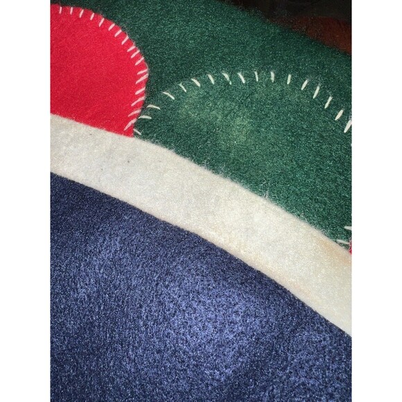 Christmas Tree Skirt Mushroom Houses 52in Felt Appliqué Handmade Vintage Folkart - Picture 7 of 10
